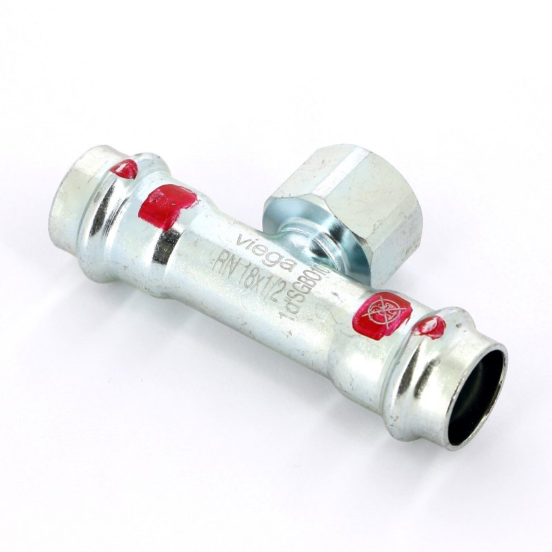 Тройник пресс-В 18x1/2"x18 оцинкованная сталь Prestabo VIEGA