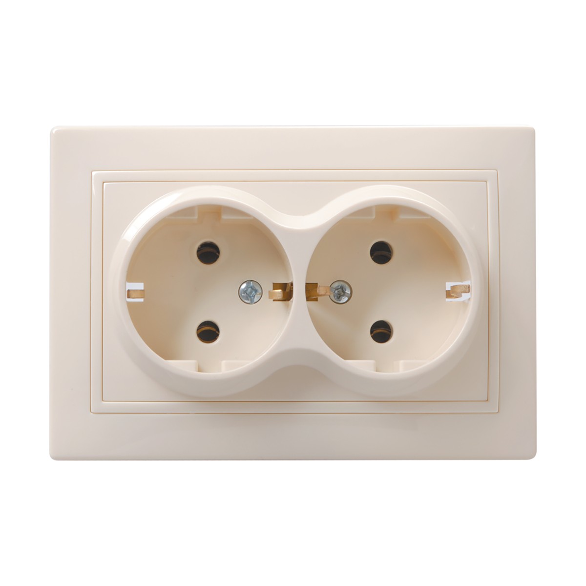 Розетка "кварта" 2-х местн. с заземл. рс12-3-ккм, 16а, кремовый (1/8/160) "iek"
