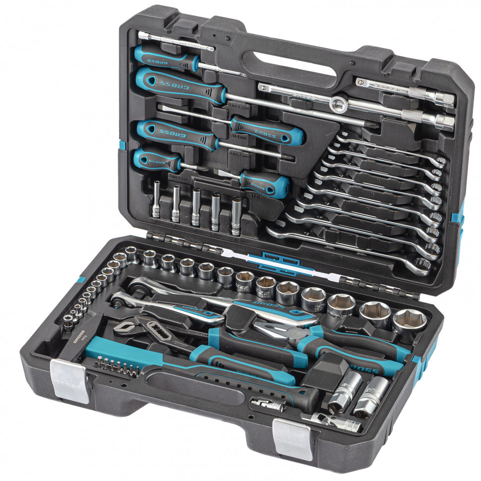 Набор инструментов 76 предметов, 120 зубьев, CrV1/4, 1/2" Gross (14156)