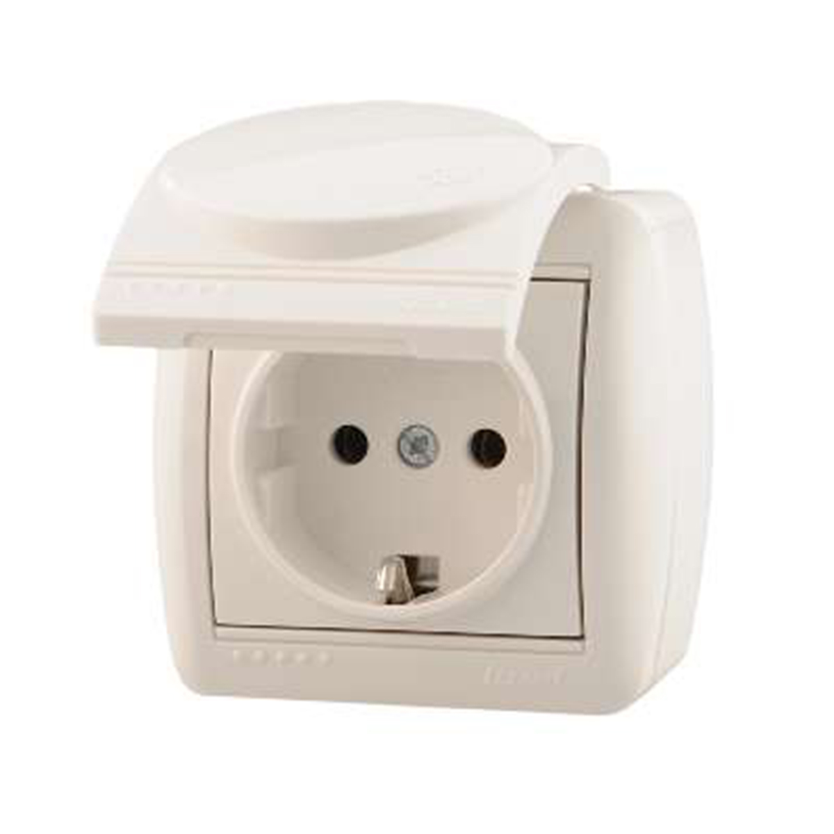 Розетка открыт. уст. "nata" 1 местн. с заземл, с крыш (керамика)белый(1/10/120)"lezard" 710-0200-123