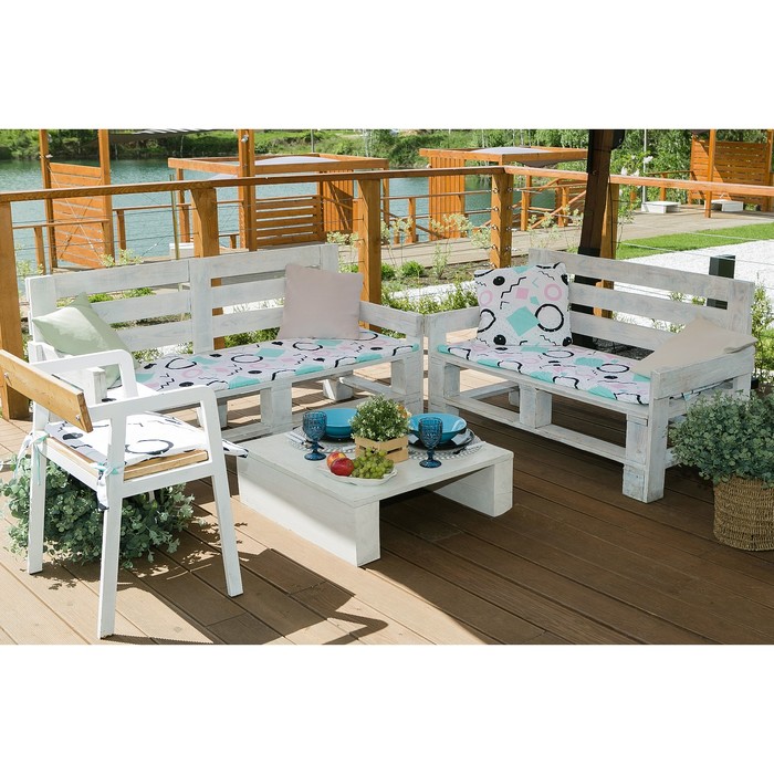 Подушка на скамейку "квадраты" 45*120 см (1/7) "этель" 4264654