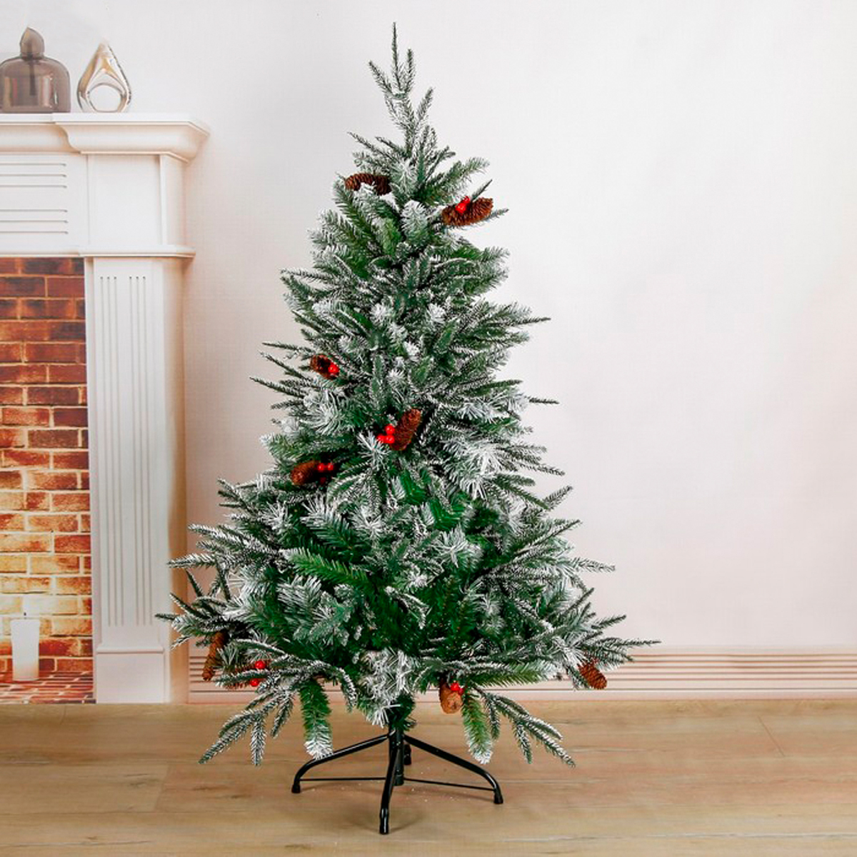 Ель декор. "виктория с калиной и шишками" 150 см, 508 веток (зеленая) "зимнее волшебство" 185428