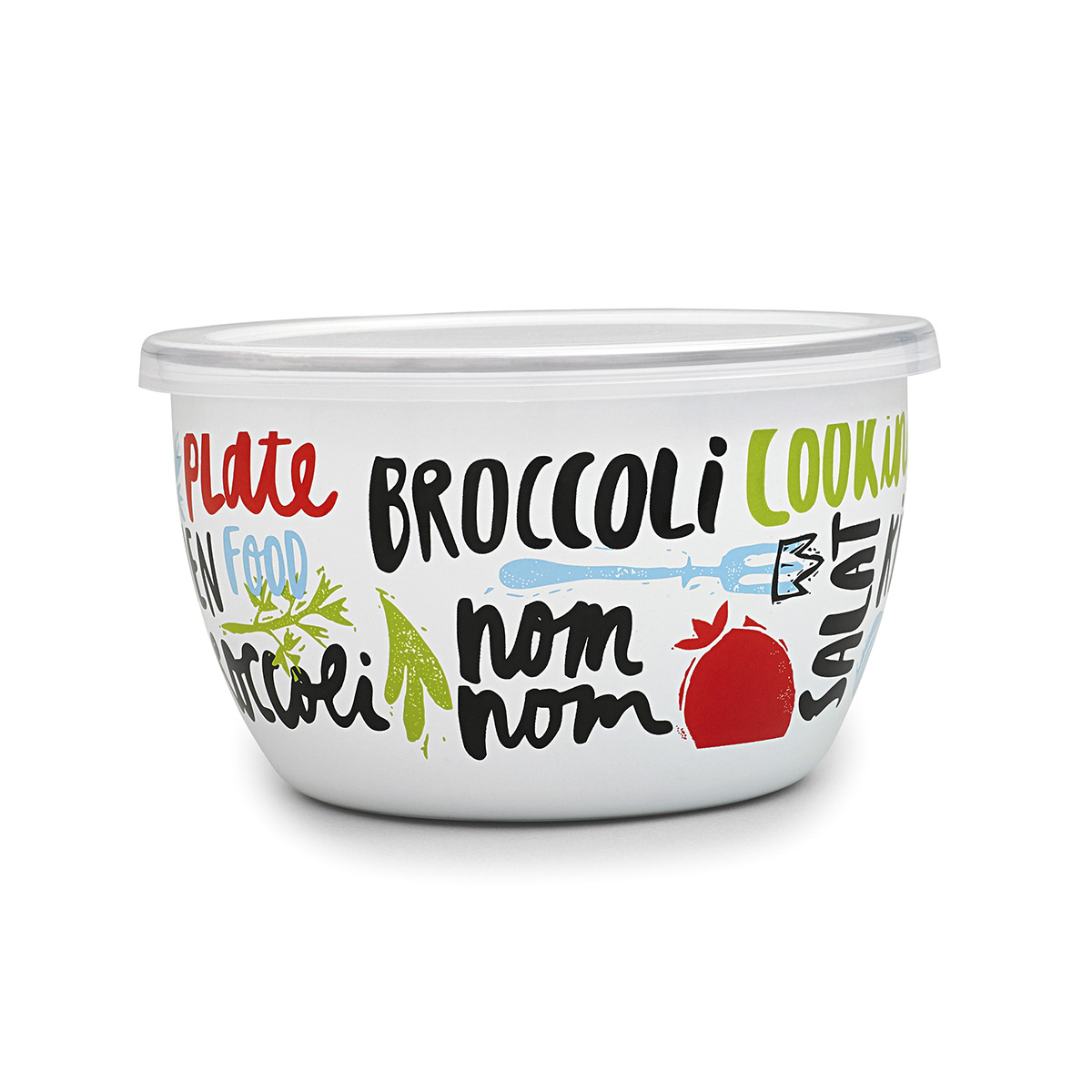 Миска эмалиров. "брокколи" 1,1 л, 14 см пласт. крышка (1/6) "metrot"