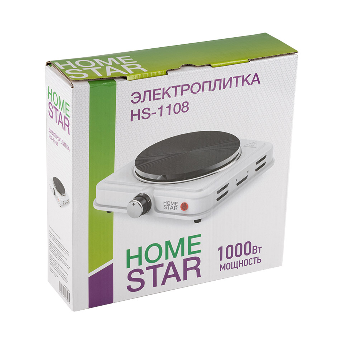 Плита электр. 1-конфор. (чугун) "homestar" hs-1108 (белый) (1/12)