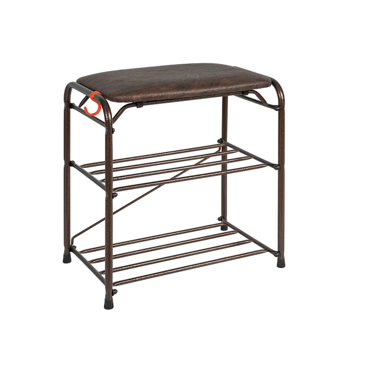 Подставка для обуви 3 полки, с сиденьем (450*300*480 мм) медный антик (1) пдосс 340ма