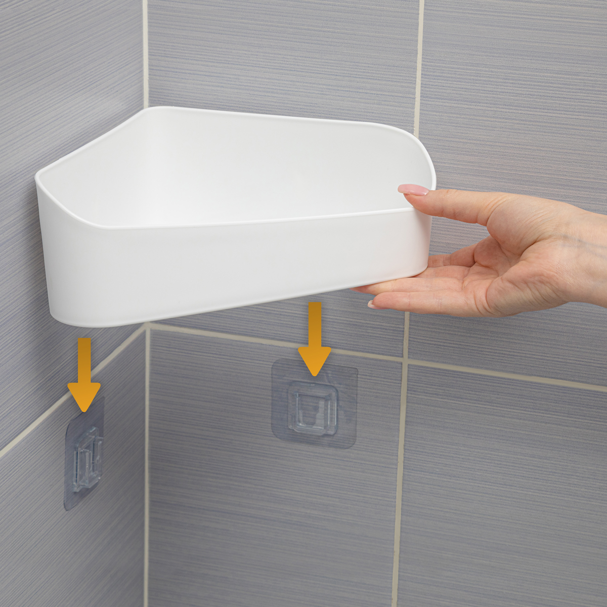 Полка для ванной угловая на скотче (серая) (1/16) "альтернатива" м8436