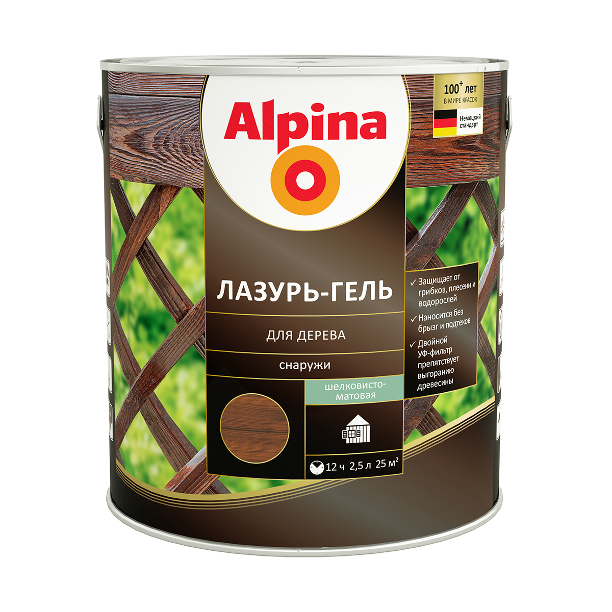 Лазурь-гель деревозащитная палисандр  2,5 л (1/4) "alpina"