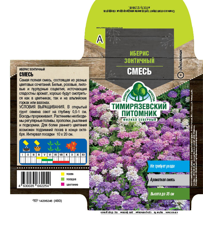 Семена цветов иберис "смесь" 0,1 г (10) "тимирязевский питомник"