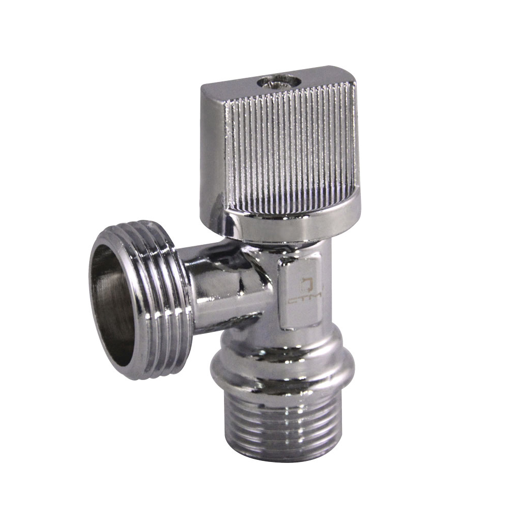 Кран шаровой для быт. прибор. угл. 1/2"х3/4" наруж/наруж, бабочка, отраж. (1/90) "стм"