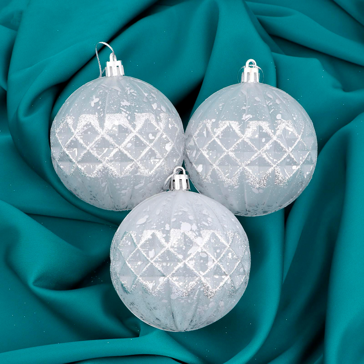 Шары новогодние d-8 см (набор 3 шт.) "бесконечность"  "зимнее волшебство" 4962760