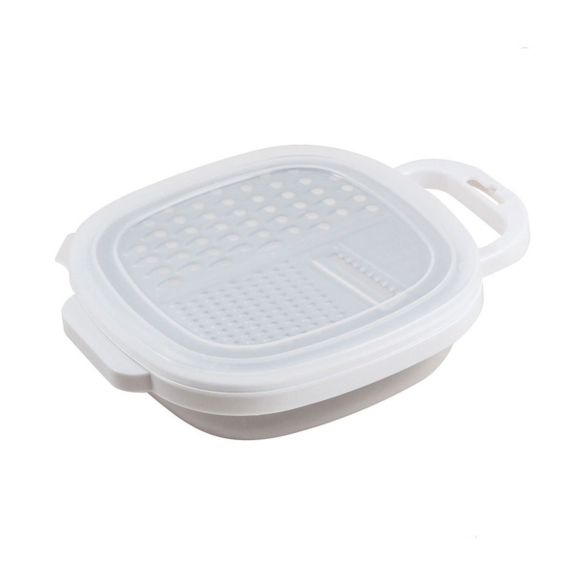 Терка с контейнером и крышкой 24,5*19*6 см (белый) (1/20/40) "mallony" gr-228w