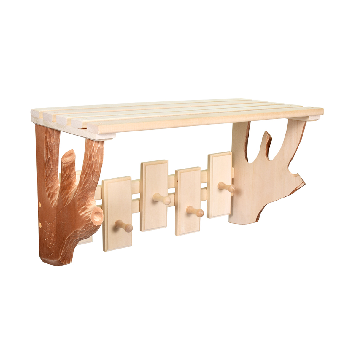 Вешалка настенная с полкой Банные штучки, 5 крючков, липа, 57 х 32 x 26 см