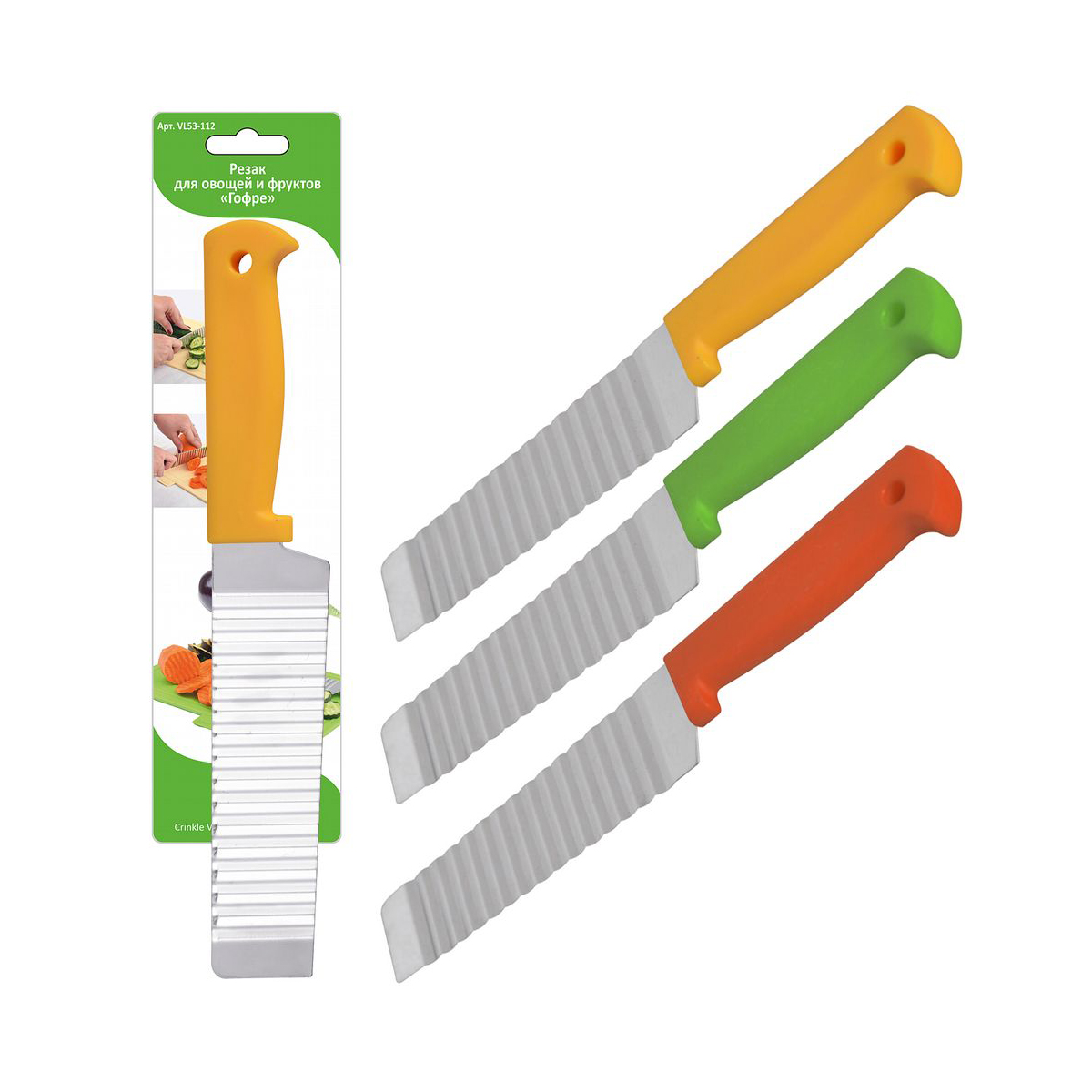 Слайсер для овощей и фруктов "гофре" (12/144) "мультидом" vl53-112