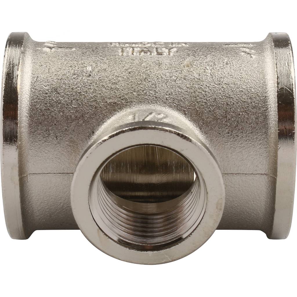 Тройник резьбовой ВР 1" x 1/2" x 1" никель TIEMME