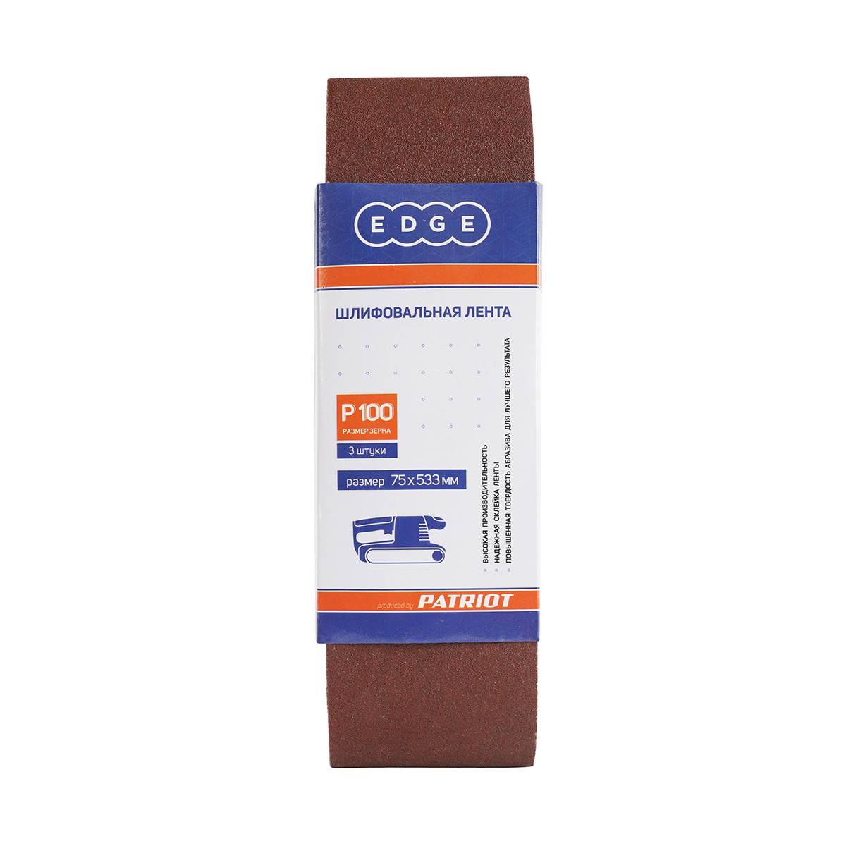 Лента абразив. p100  75 х 533 мм  набор 3 шт. (1/10) "edge by patriot" 820010010