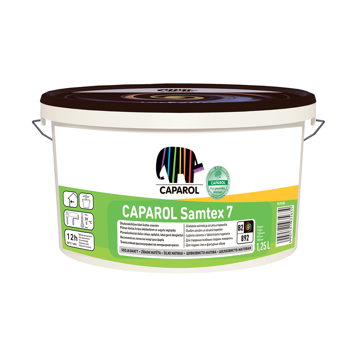 Краска для внутр. работ латексная "samtex 7 elf" база 1 (белая) 1,25 л (1) "caparol"