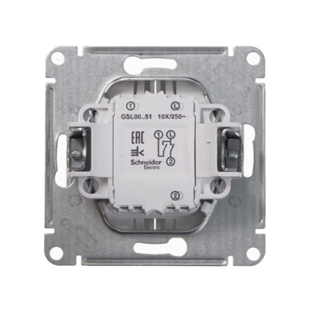 Выключатель "glossa" 2-х кл. (механизм) 10а, белый (1/20/160) "schneider"