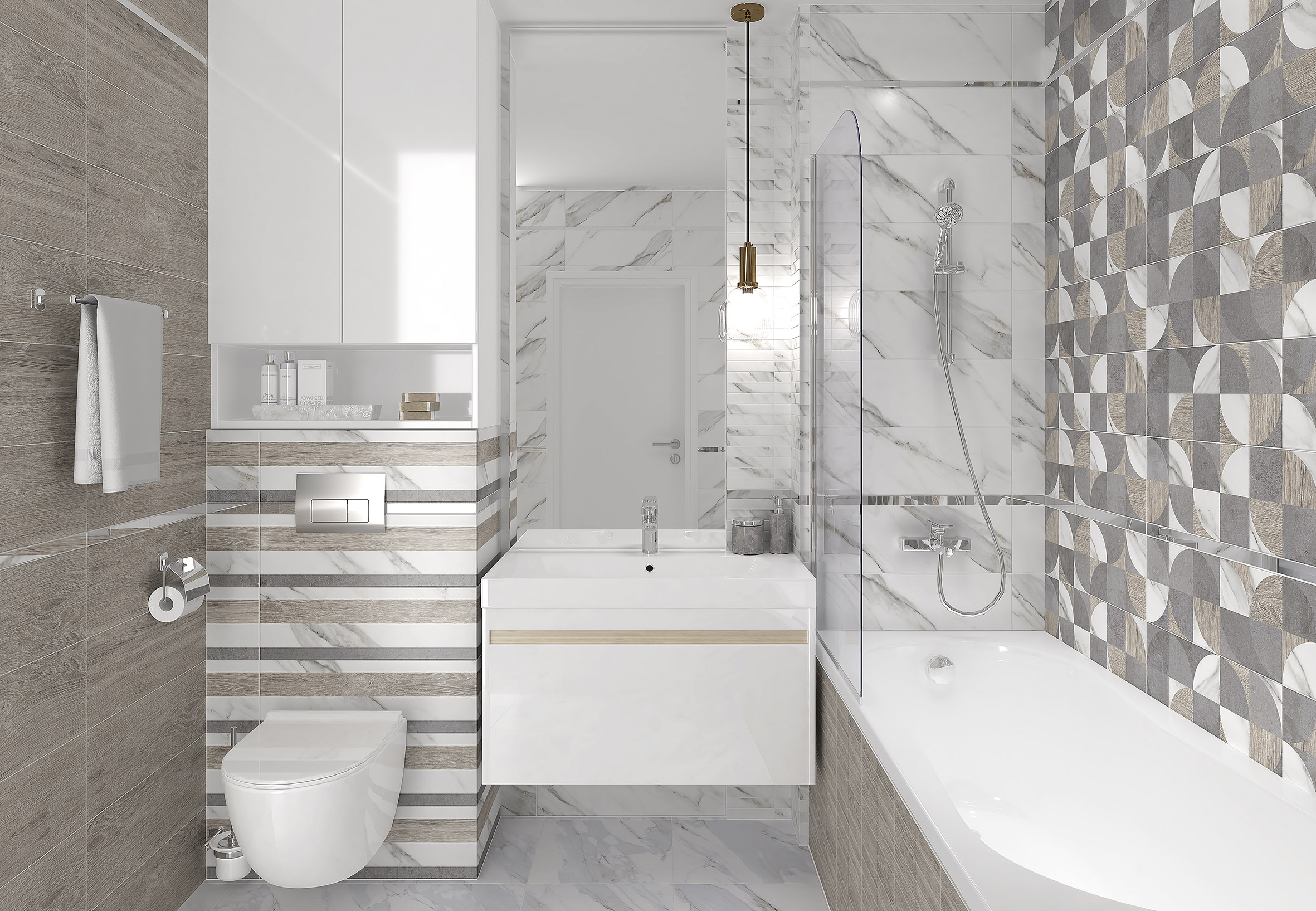 Arctic плитка настенная серый узор 17-00-06- 20x60