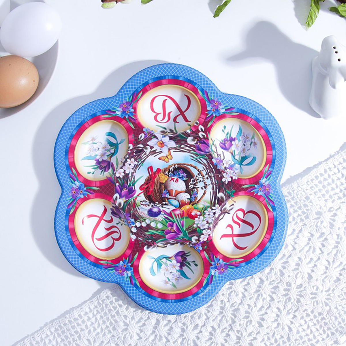 Блюдо для кулича и 6 яиц "композиция" пласт. 21,5*19,9 см (1) 7345207