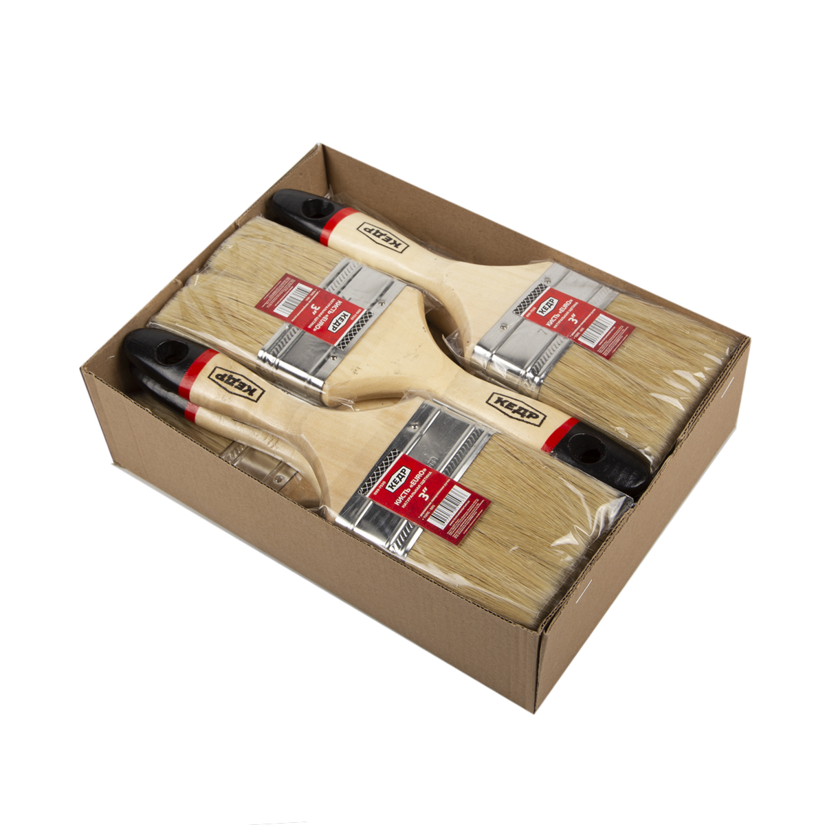 Кисть плоская "евро" №3 /75 мм (12/240) натур.щетина, дерев.ручка "кедр"  099-7530