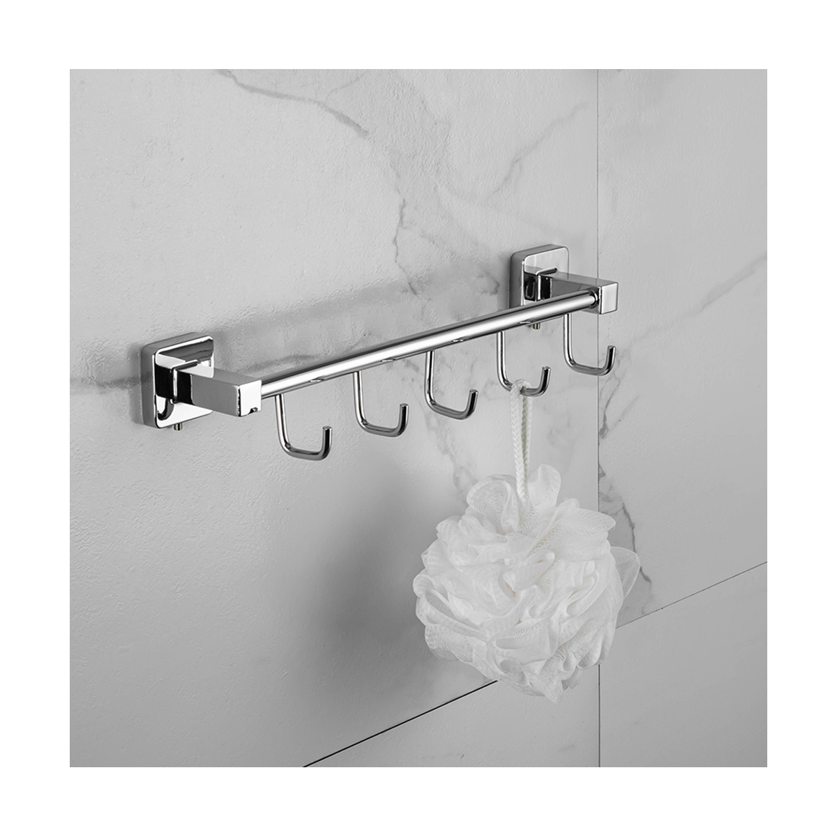 Крючок-вешалка на планке (5 крючков) r15015-5 (нерж.сталь), хром (1/20/40) "frud"