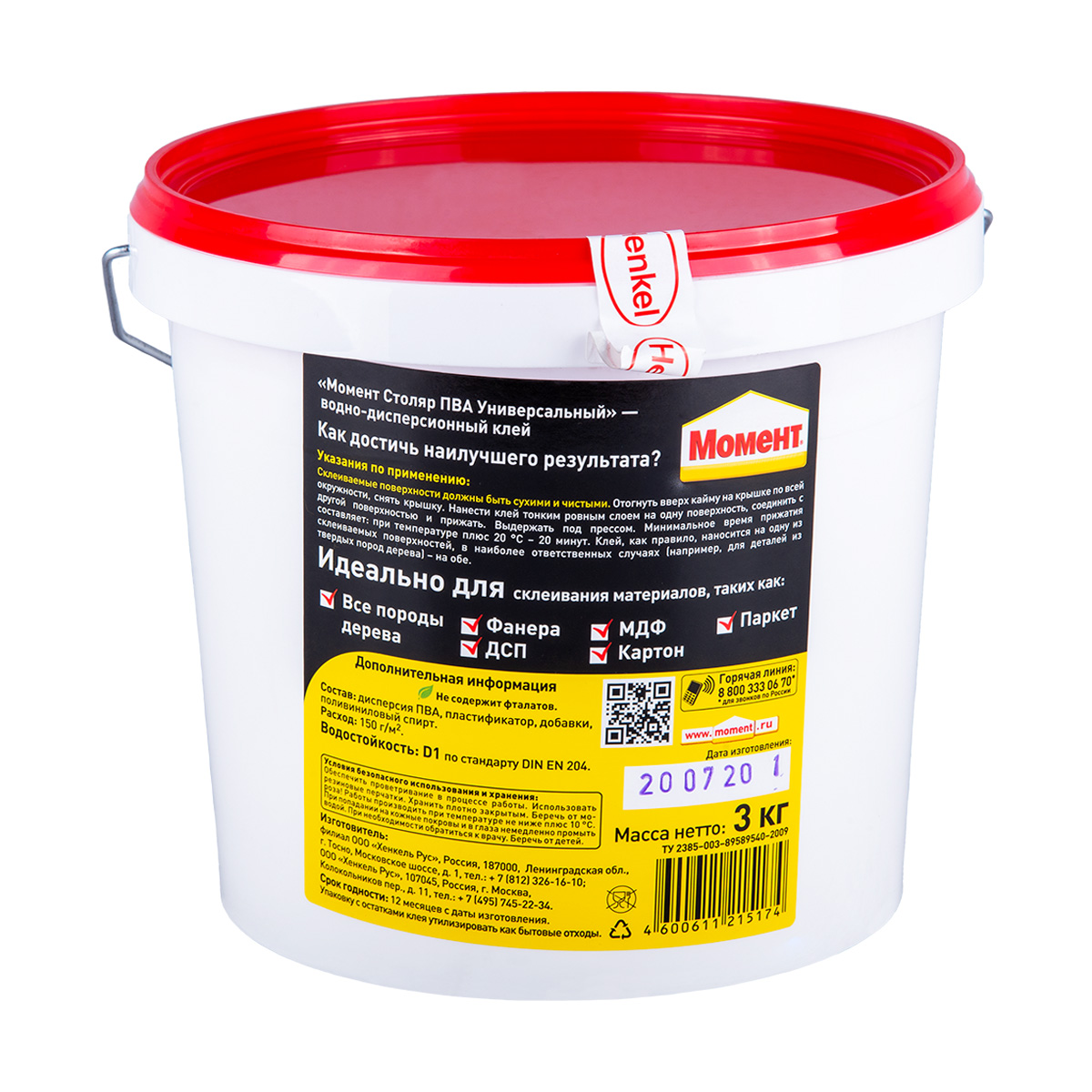 Клей момент-столяр пва универсальный 3 кг (1/6)  хенкель