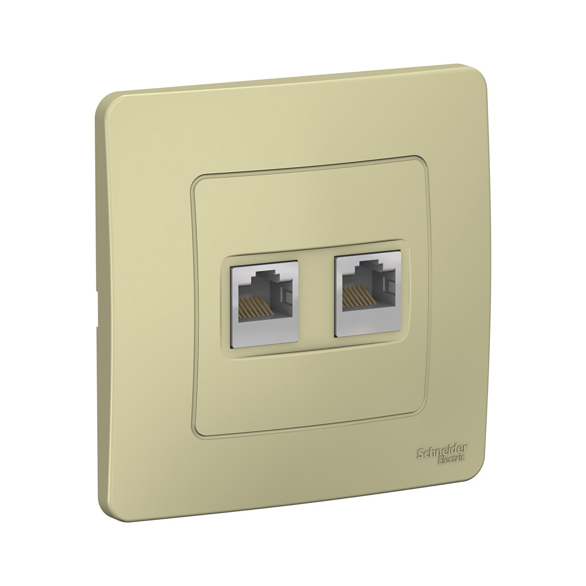 Розетка компьютерная "blanca" 2-х местн. rj45, бежевый (1/10/20) "schneider"
