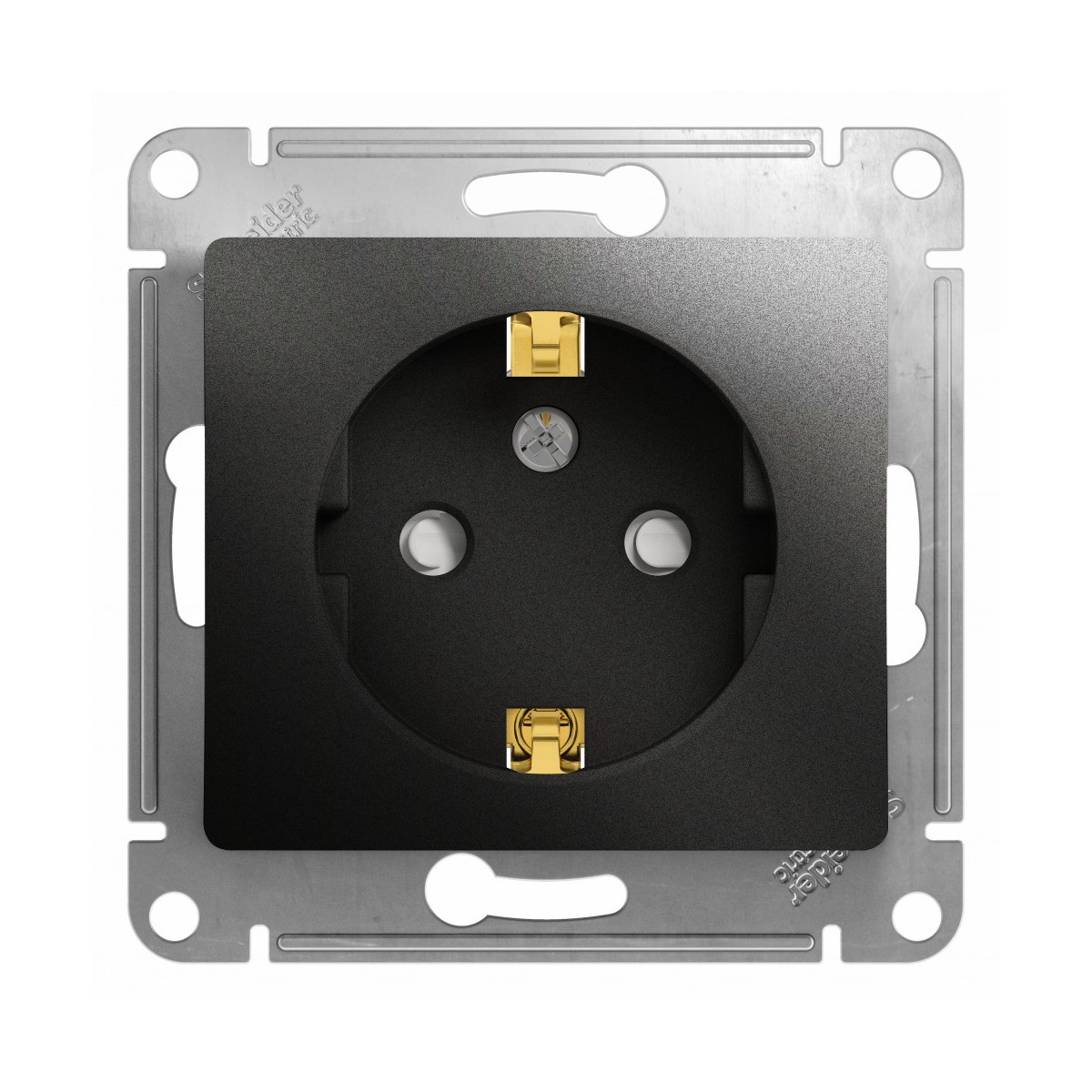 Розетка "glossa" 1 местн. с заземл, с шторками (механизм) 16а, антрацит (1/20/160) "schneider"