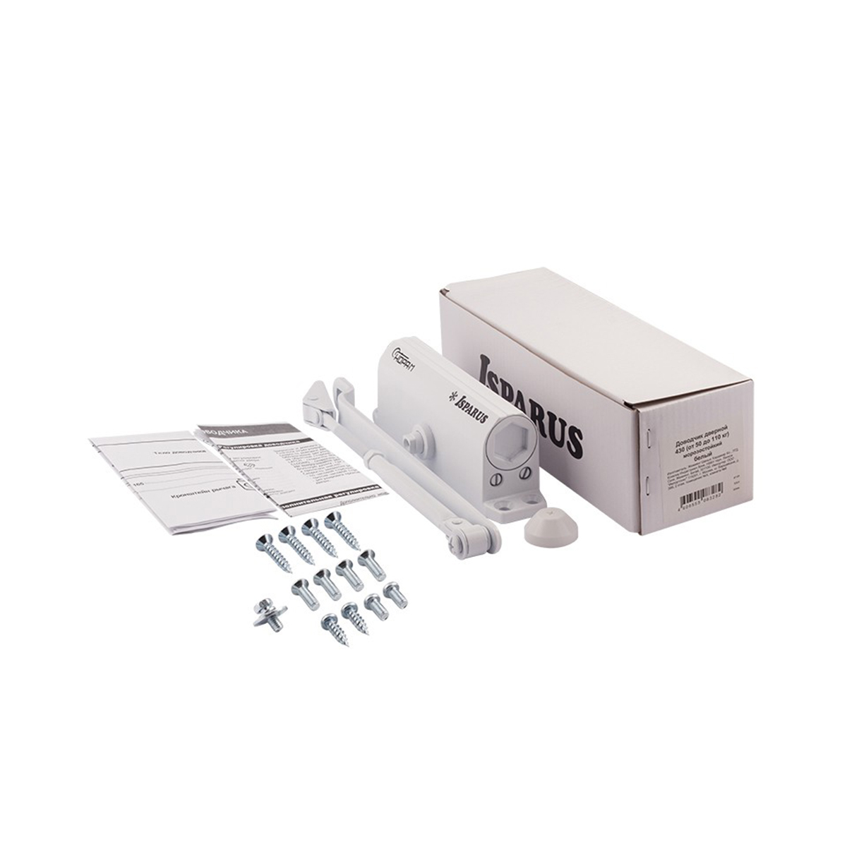 Доводчик дверной  420 isparus белый (масса двери 40-90 кг) (1/10) "нора-м"