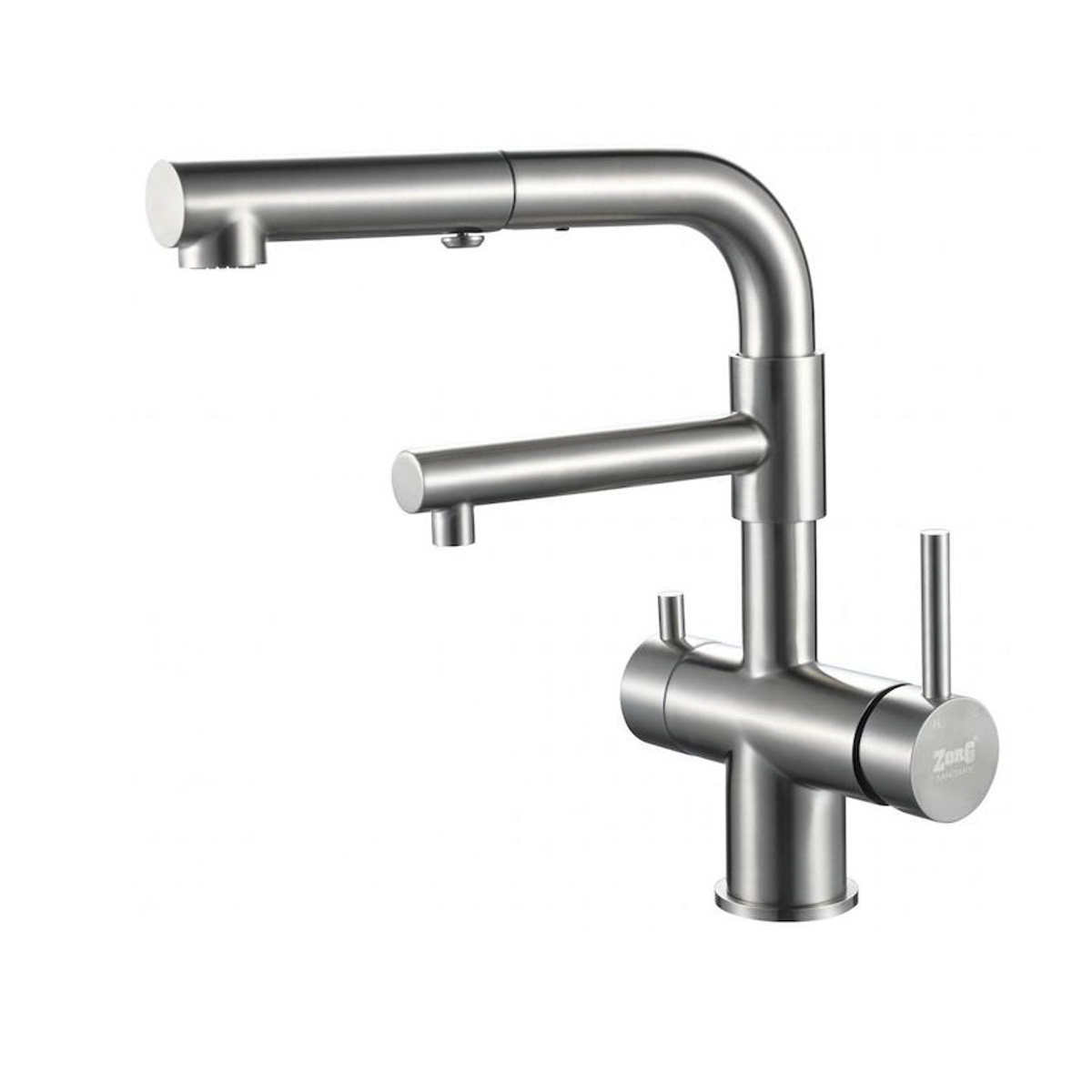 Смеситель для кухни с подключ. к фильтру питьев. воды, вытягивающ. излив szr-3216 "zorg"