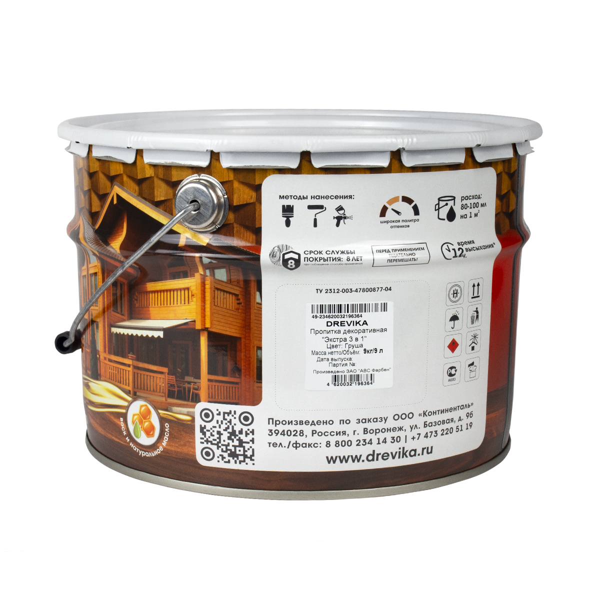 Пропитка декоративная "экстра 3 в 1" груша 9 л (1) "drevika"