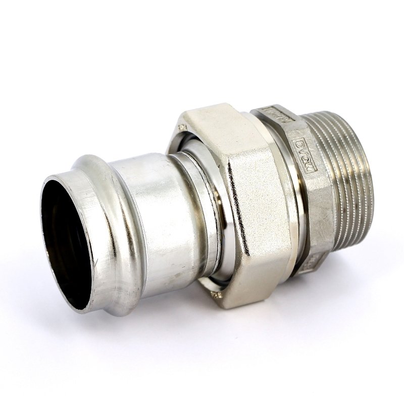 Муфта пресс-Н разъёмная 42x1"1/2 с плоской прокладкой нержавеющая сталь Sanpress Inox VIEGA