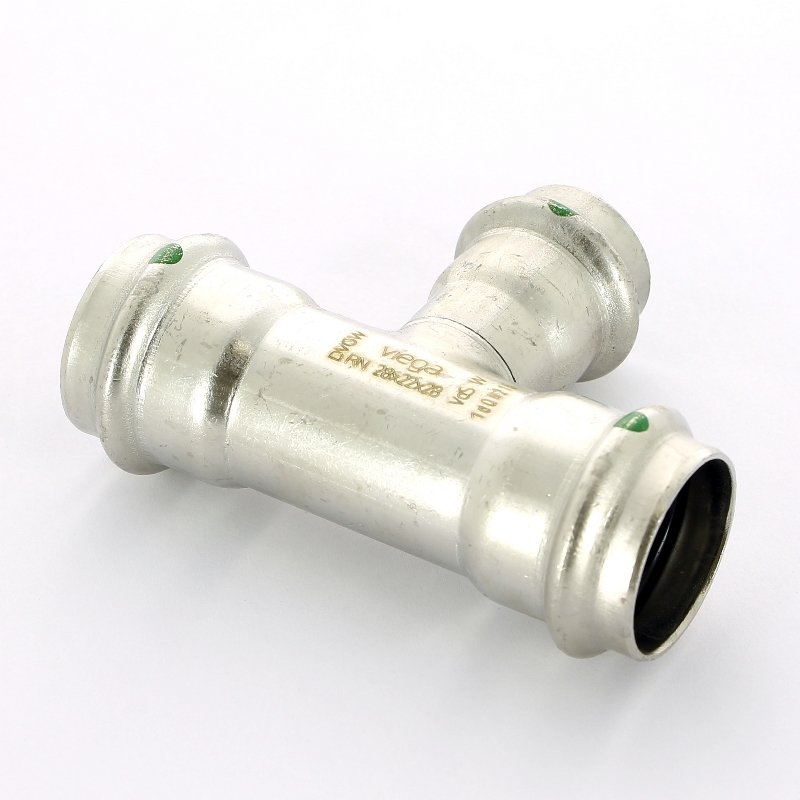 Тройник пресс 28х22х28 нержавеющая сталь Sanpress Inox VIEGA