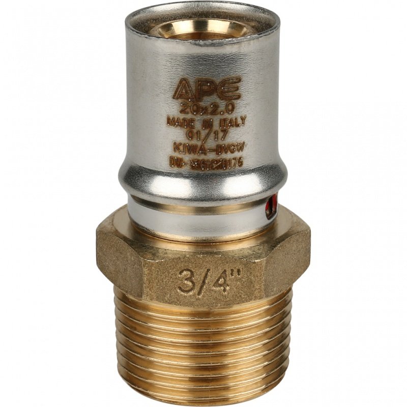 Муфта переходная под пресс 20 x 3/4" (НР) STOUT для МП труб