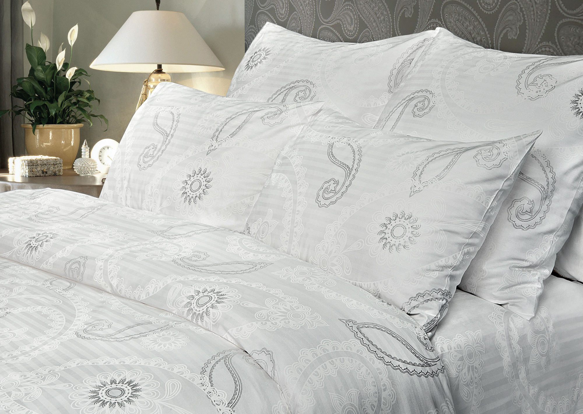 Постельное белье "verossa stripe" серебряный вальс семейный (1)