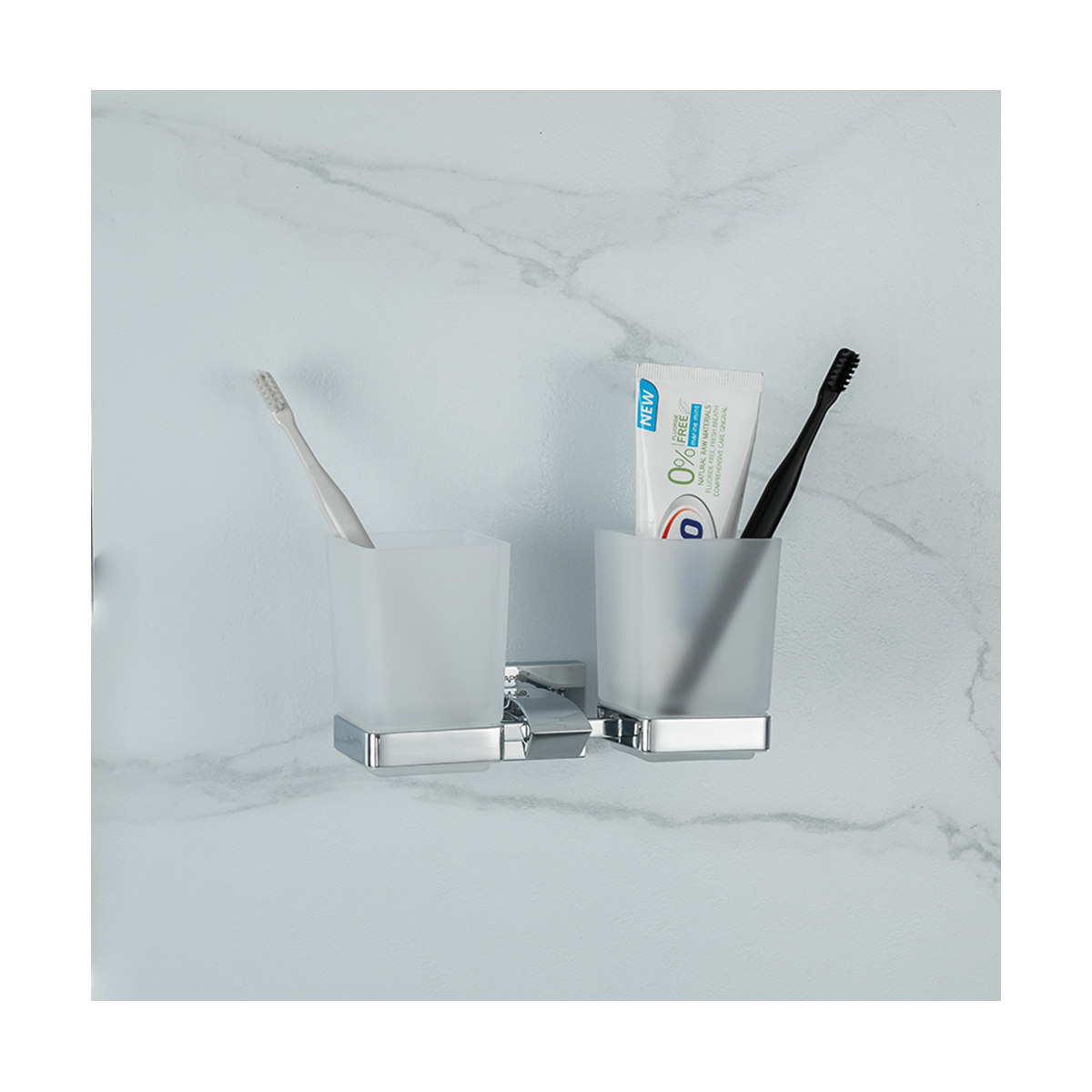 Стаканы для ванной комнаты 2 шт. с держателем g0708, хром (1/16) "gappo"