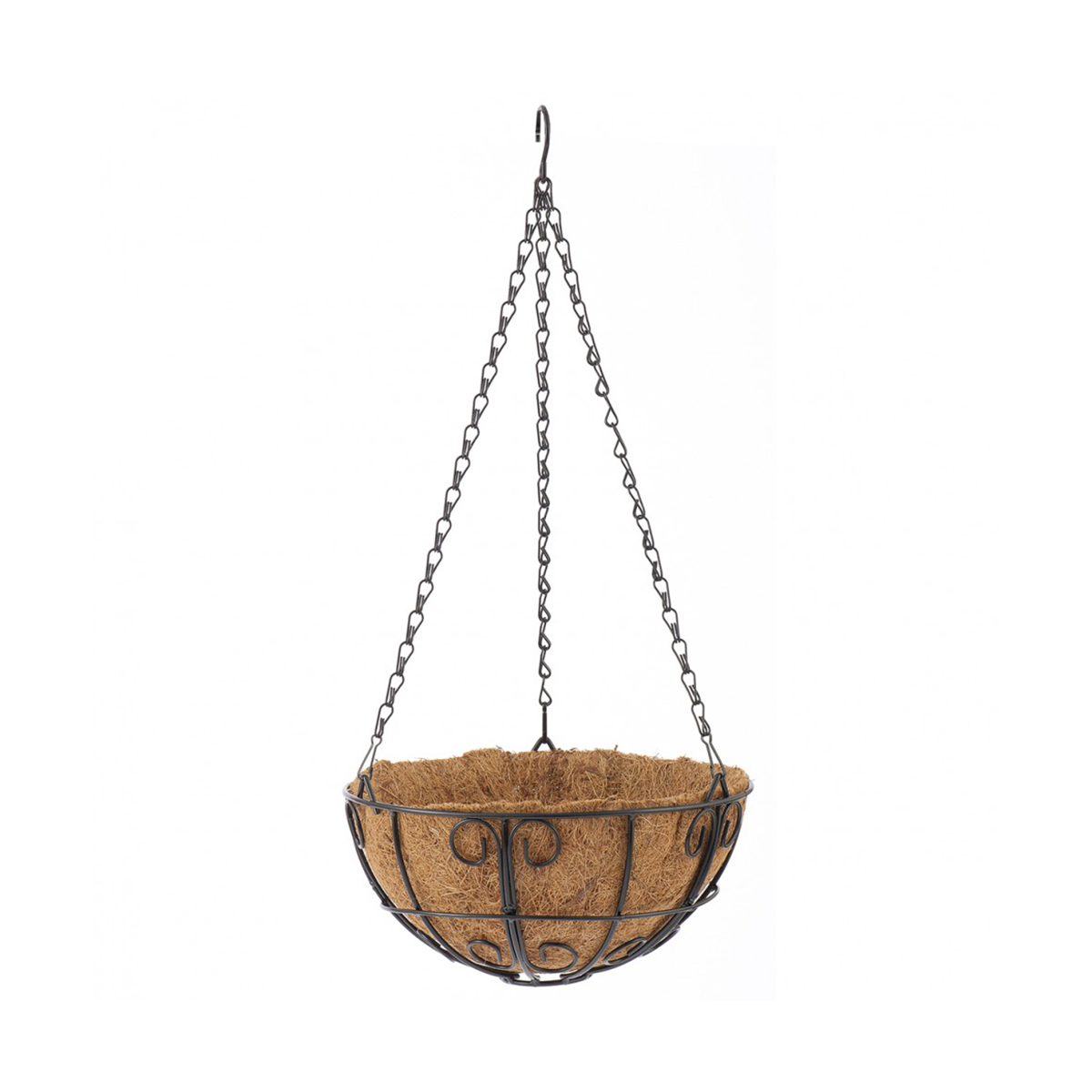 Кашпо для цветов подвесное d 250 мм, с кокосовой корзиной, с декором  (1/10) "palisad"