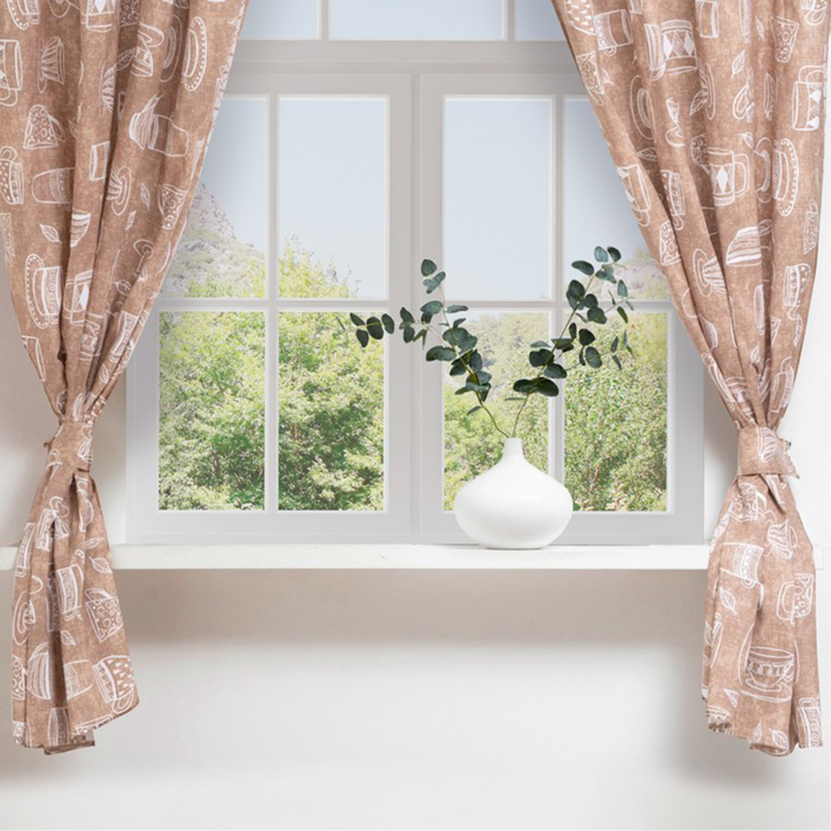 Шторы для кухни "cup of tea" 150*180 см компл. 2 шт. с подхватами (1) "доляна" 4682767