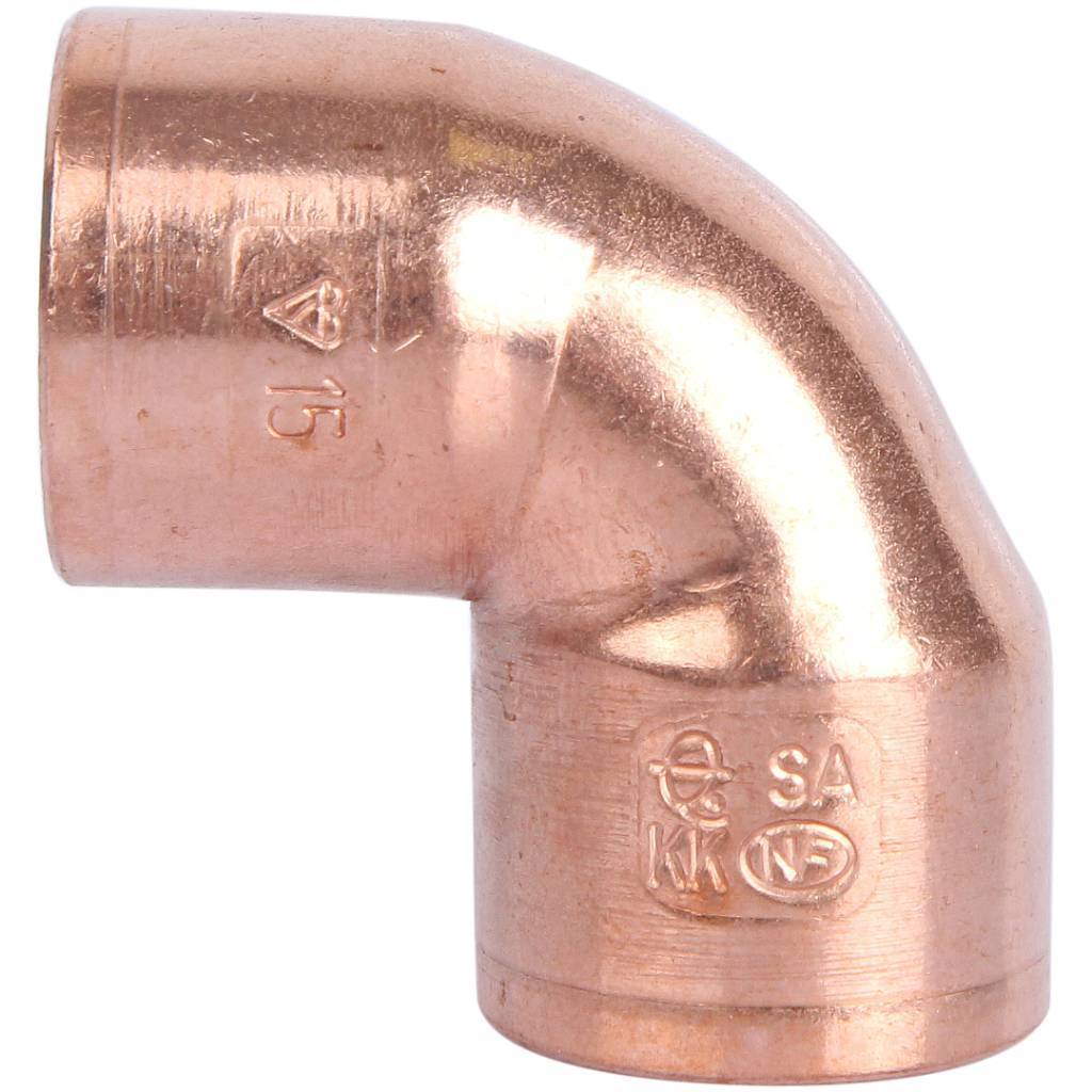 Угол двухраструбный 15 мм / 90° SANHA под пайку медный 1509015