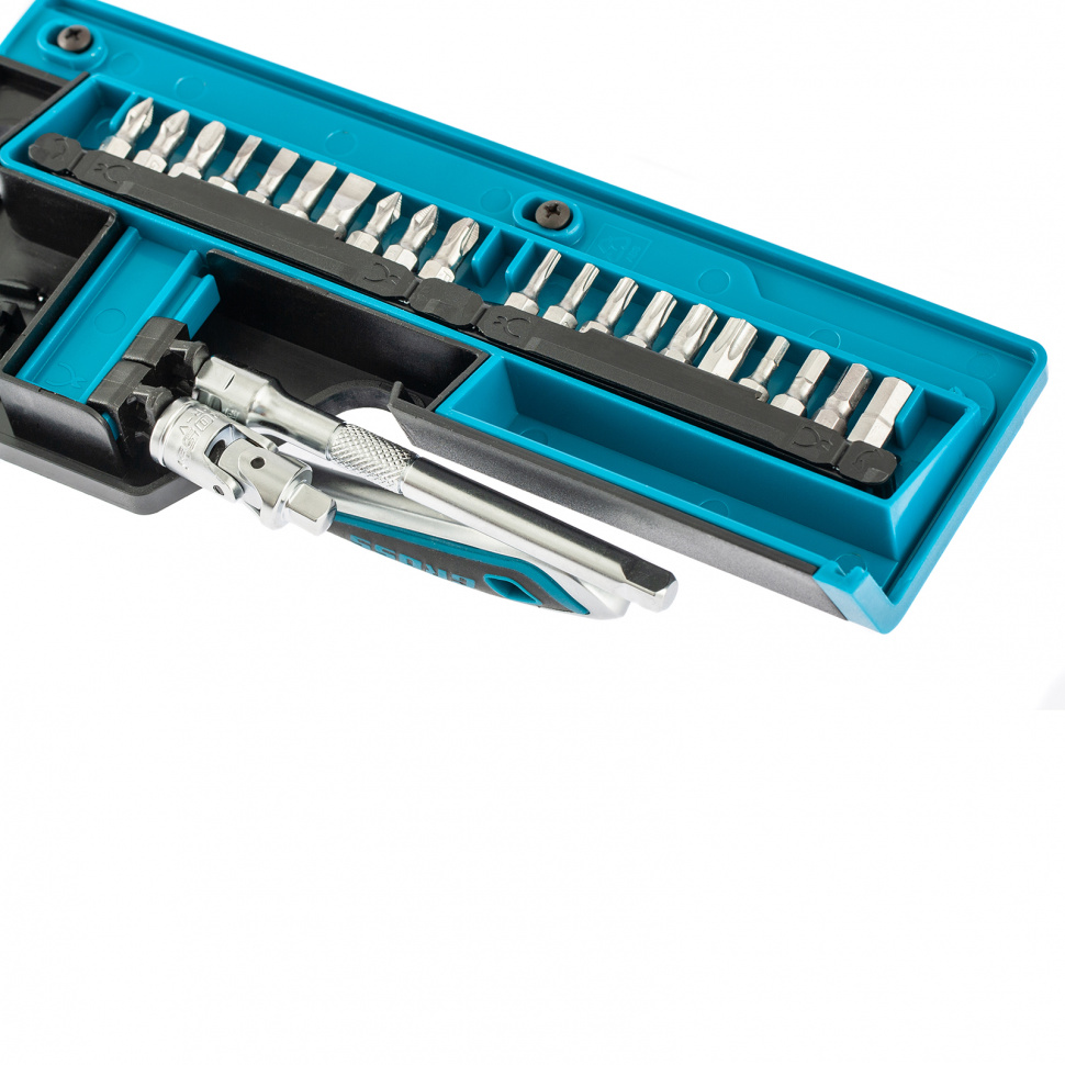 Набор торцевых головок, трещотка 120 зубьев, 36 предметов, 1/4", CrV Gross (14142)