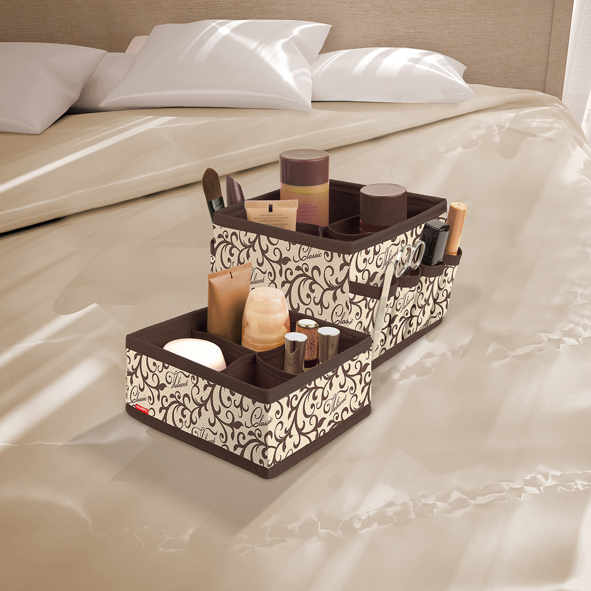 Органайзеры для косметики и аксес. "classic" 2 шт. (15*15*12; 15*15*7 см) (1/24) "valiant" cl-s4s4