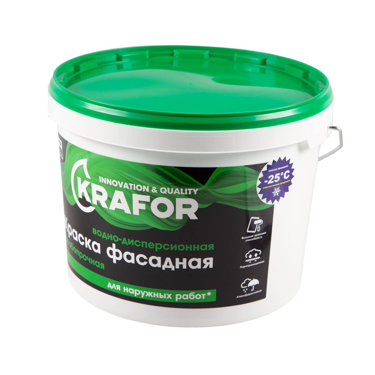 Краска в/д фасадная особопрочная 14 кг (1) "krafor" (зелен.)