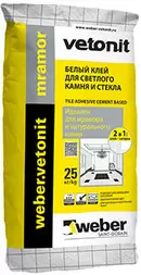 VETONIT MRAMOR плиточный цементный клей усиленный, белый (25кг) Россия