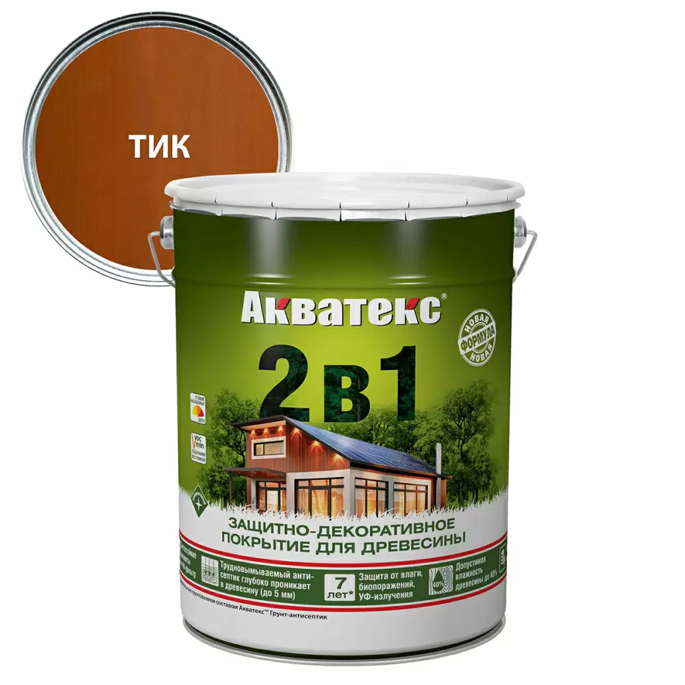 Акватекс 2 в 1 защит.-декор. покрытие для дерева алкидное полуматовое лессирующее, тик (20л)