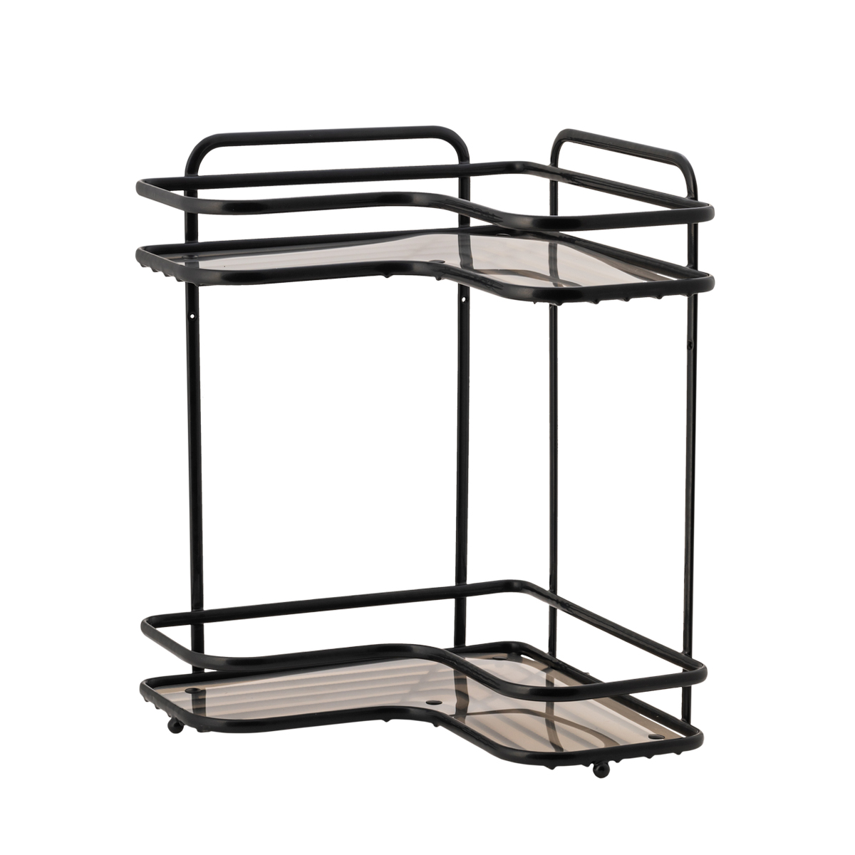 Полка для ванной угловая 2-х ярусная "termo" 27*27*35 см (черный) (1/8) "swensa" swr-1004-02-blk