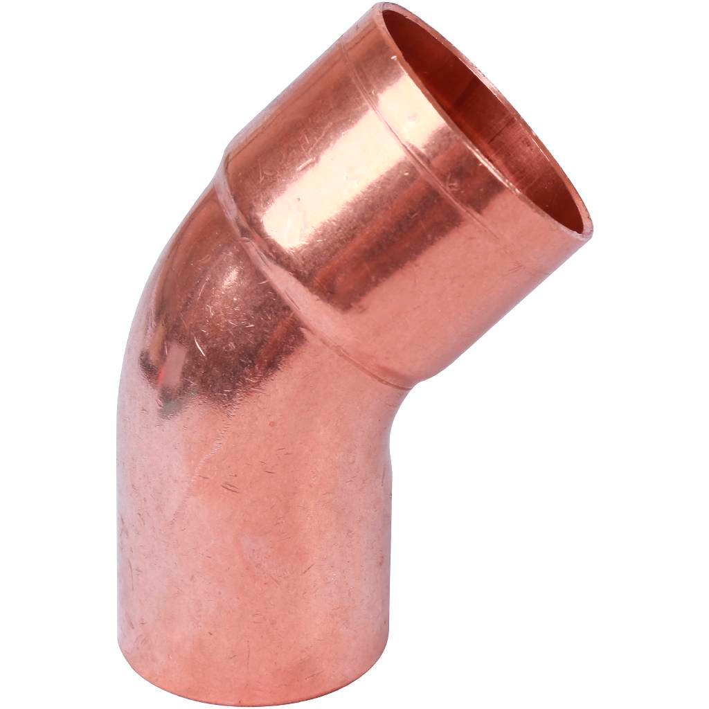 Отвод однораструбный 42 мм / 45° под пайку медный SANHA 1504042