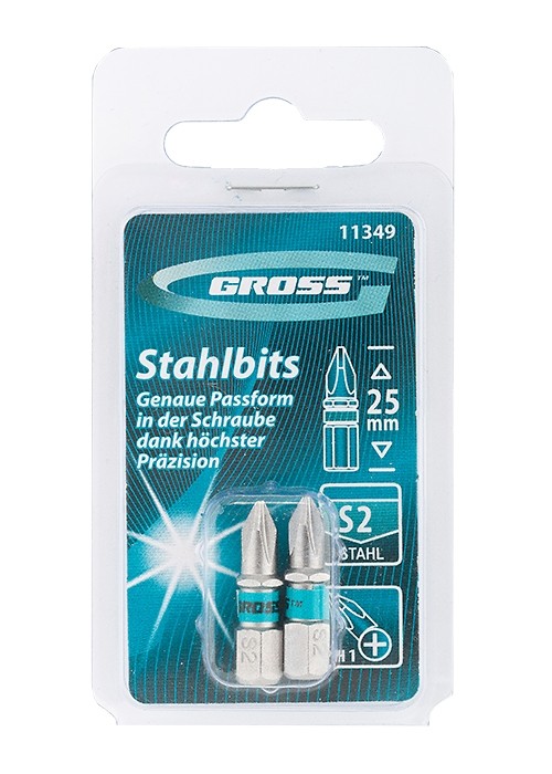 Набор бит РН1 х 25, сталь S2, 2 шт. Gross (11349)