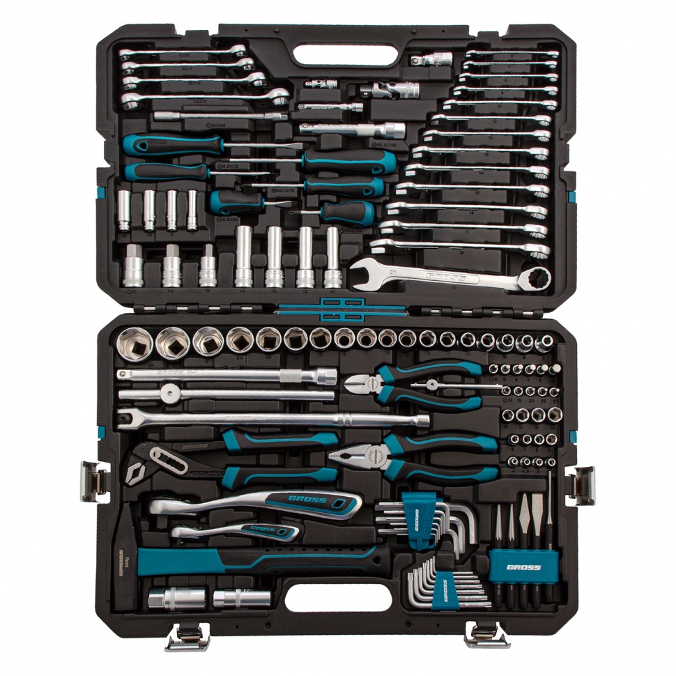 Набор инструментов 115 предметов, 120 зубьев, CrV, 1/4", 1/2" Gross (14152)
