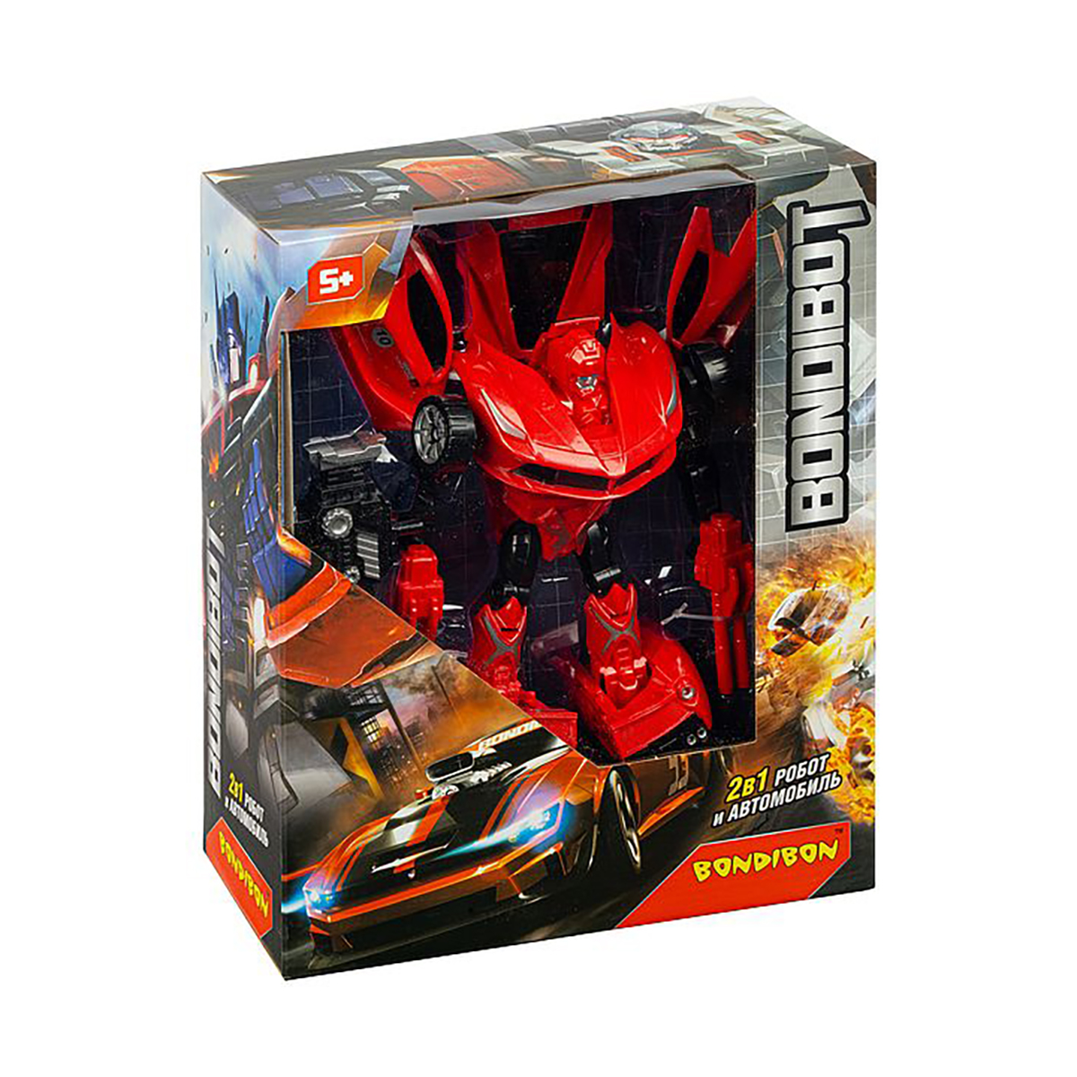 Трансформер 2 в 1 "bondibot" робот и автомобиль, красный "bondibon" вв4958