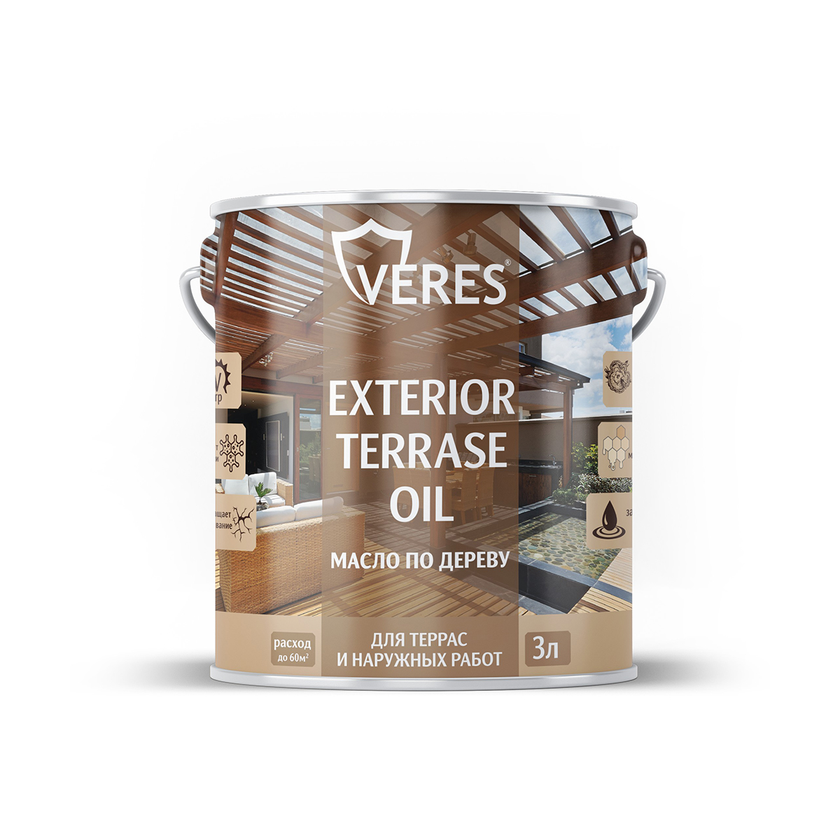 Масло по дереву "exterior terrase oil" для наружных работ тик 3 л (1/6) "veres"